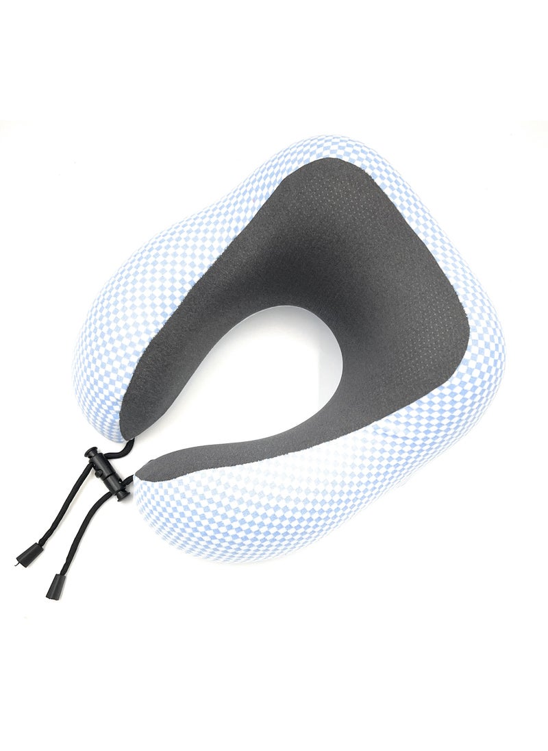 VIO - Travel Pillow 100 Percent Pure Memory Foam Neck Pillow with Machine Washable Cover Airplane Travel Kit Blue - Image 1