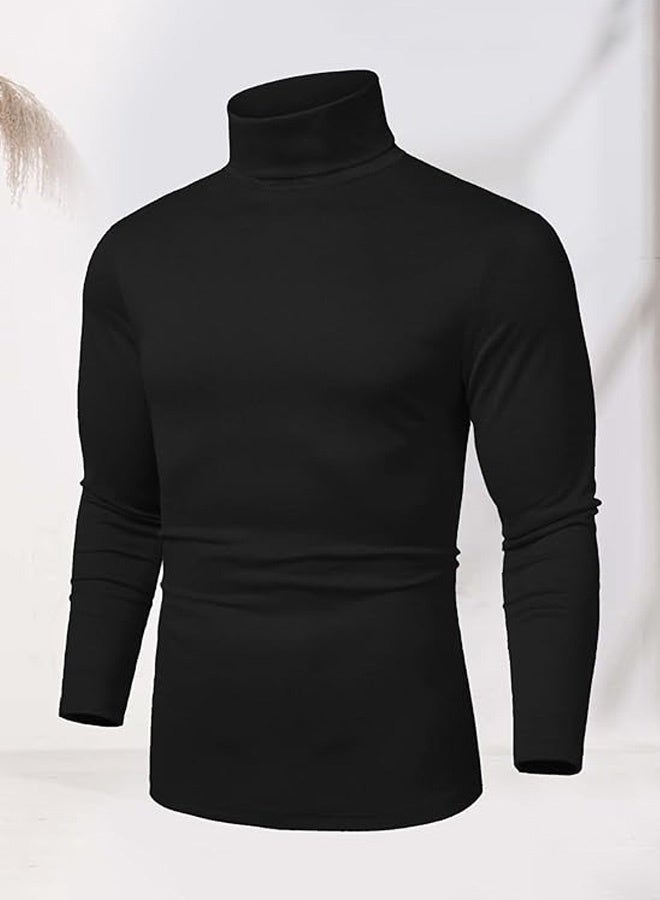 أجريون سترة محبوكة مقاس ضيق بياقة عالية، خفيفة الوزن، عادية - Image 1