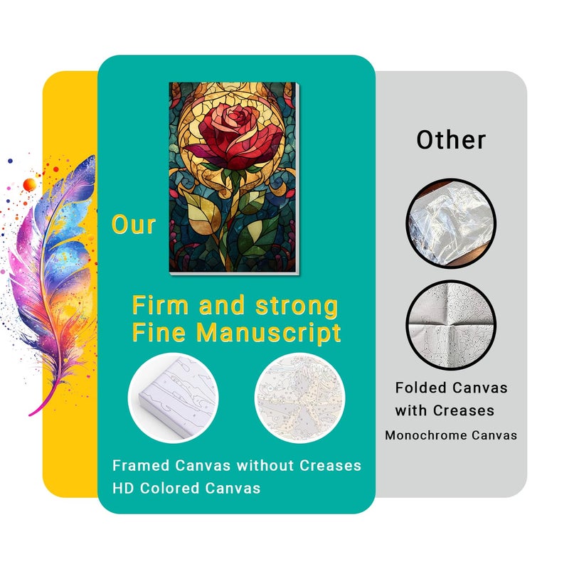 obterie 4 Pack Framed Paint by Numbers Kit for Adults Beginner Canvas Painting by Numbers for Adults Cactus Plants Easy Adult Paint by Number Kits with Frame Rose Flowers Watercolor Painting by Number 8x12 In - Image 3