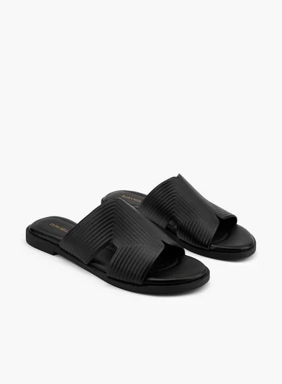 Flora Bella By Shoexpress Textured Slip-On Flat Sandals