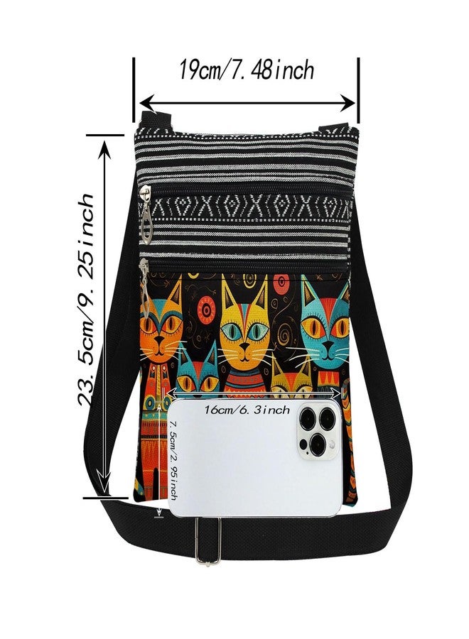 XiaoGalaee Geometric Cat Art Adjustable Shoulder Strap Crossbody Bag Chromatic Cat Collective Print Messenger Bag Unique Artistic Gift for Animal Lovers Birthday Present for Friend - Image 4