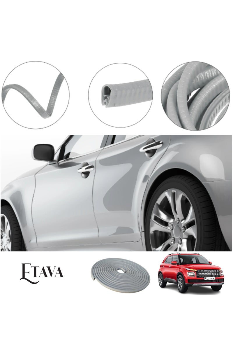 ETAVA Car Door Edge Guards (5 Meter) | U Shape Car Door Edge Trim | Universal Fit Rubber Seal Protector – No Glue Required – Grey - Image 2