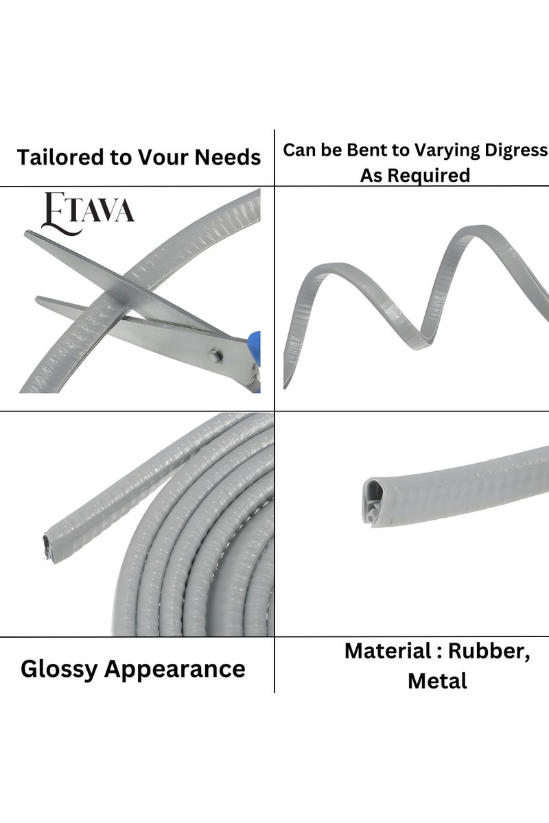 ETAVA Car Door Edge Guards (5 Meter) | U Shape Car Door Edge Trim | Universal Fit Rubber Seal Protector – No Glue Required – Grey - Image 3