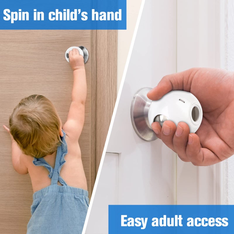 BETERTEK Door Knob Child Proof Universal Size 2.7" Diameter Baby Door Knob Safety Cover for Kids Easy Grip Baby Proof Door Knob Covers Hard for Toddlers to Open Child Safety Door Knob Covers (4 Pack) - Image 3