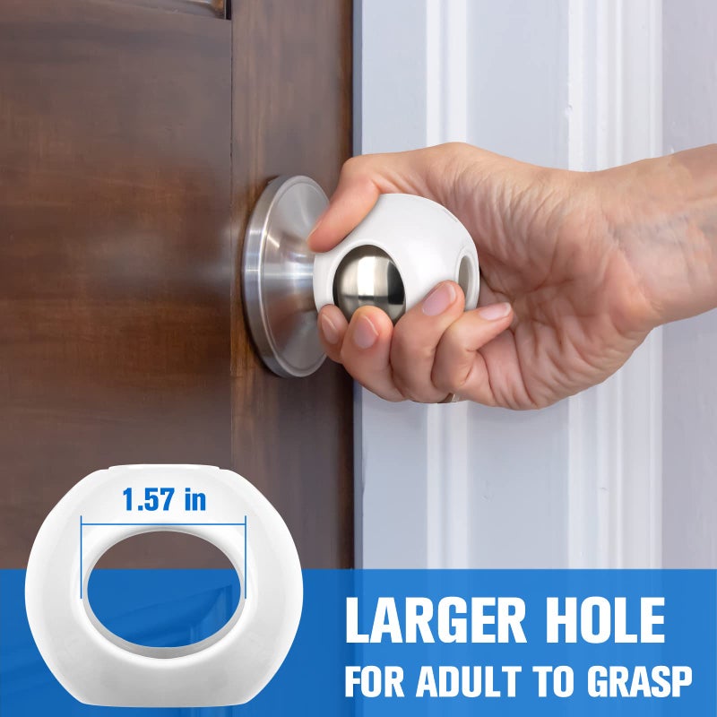 BETERTEK Door Knob Child Proof Universal Size 2.7" Diameter Baby Door Knob Safety Cover for Kids Easy Grip Baby Proof Door Knob Covers Hard for Toddlers to Open Child Safety Door Knob Covers (4 Pack) - Image 4