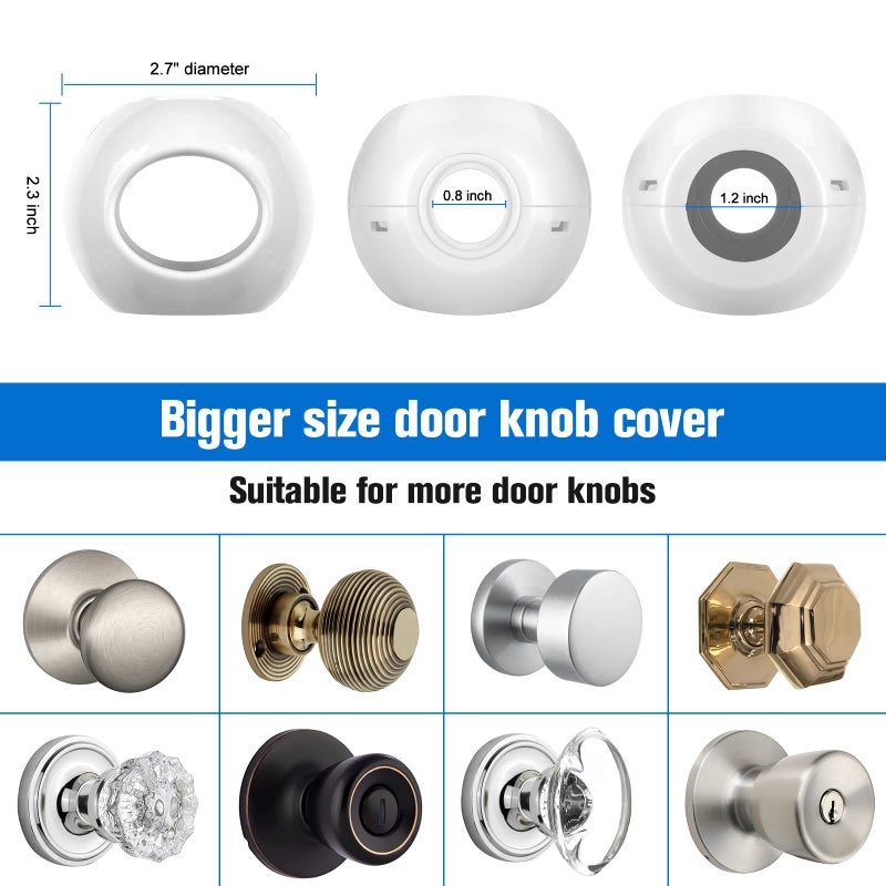BETERTEK Door Knob Child Proof Universal Size 2.7" Diameter Baby Door Knob Safety Cover for Kids Easy Grip Baby Proof Door Knob Covers Hard for Toddlers to Open Child Safety Door Knob Covers (4 Pack) - Image 2