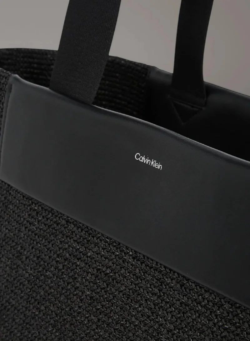 Calvin Klein Ck Black Large Raffia Tote Bag for Women | Best Price UAE