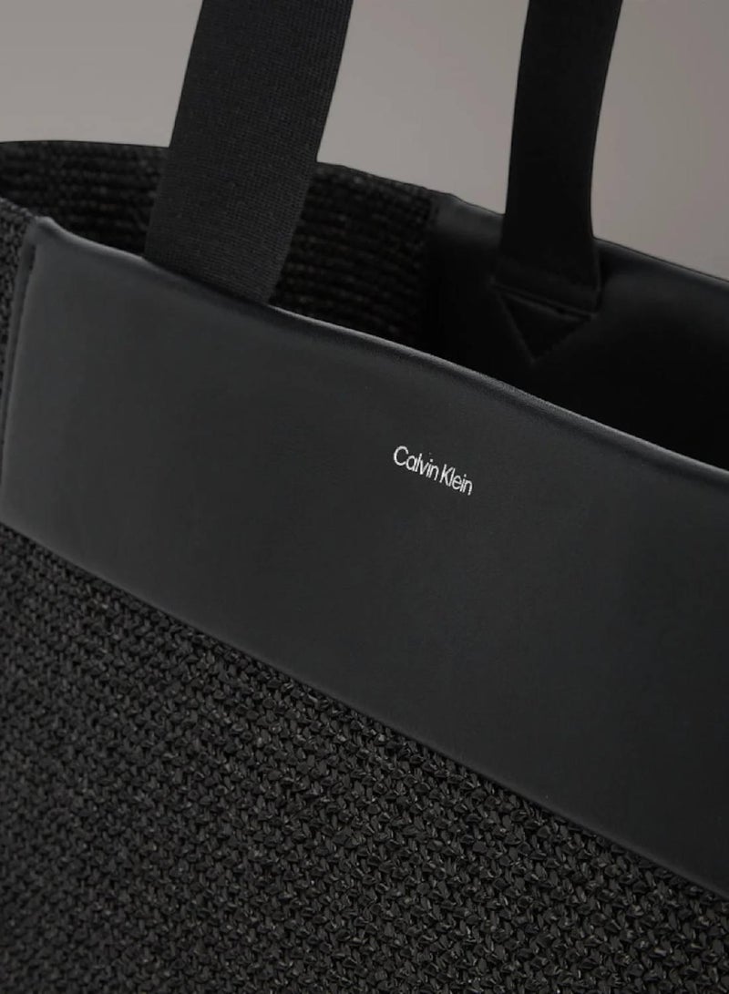 CALVIN KLEIN Large Raffia Tote Bag - Image 4