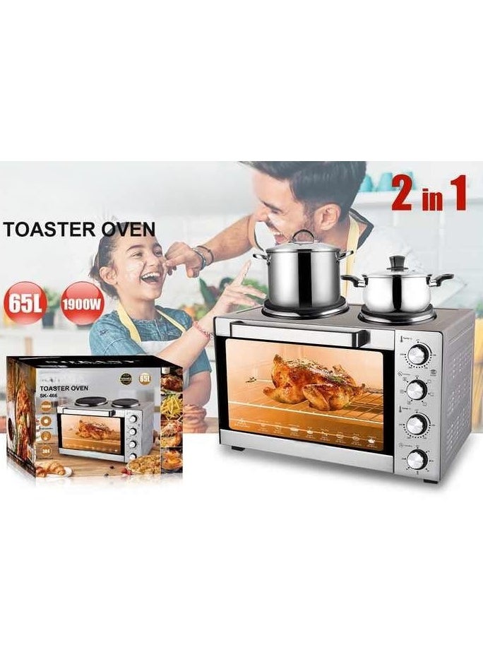 Generic 2 in 1 Toaster Oven Air Fryer 65L  with Temperature Control, 304 Stainless Steel Oven with Toast & Bake, Removable Inner Baking Tray, Rack and Grill, Perfect for Families and Individuals  - Image 2