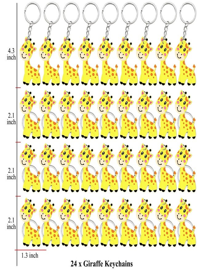 Elecrainbow 40 Pack Giraffe Keyring Pack Party Favor for Safari Party, Jungle Baby Shower, Zoo Animal Themed Kids Birthday, Wild ONE First Birthday, Gender Reveal - Image 2