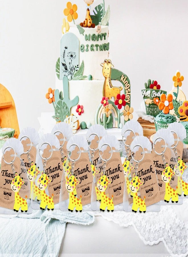 Elecrainbow 40 Pack Giraffe Keyring Pack Party Favor for Safari Party, Jungle Baby Shower, Zoo Animal Themed Kids Birthday, Wild ONE First Birthday, Gender Reveal - Image 5