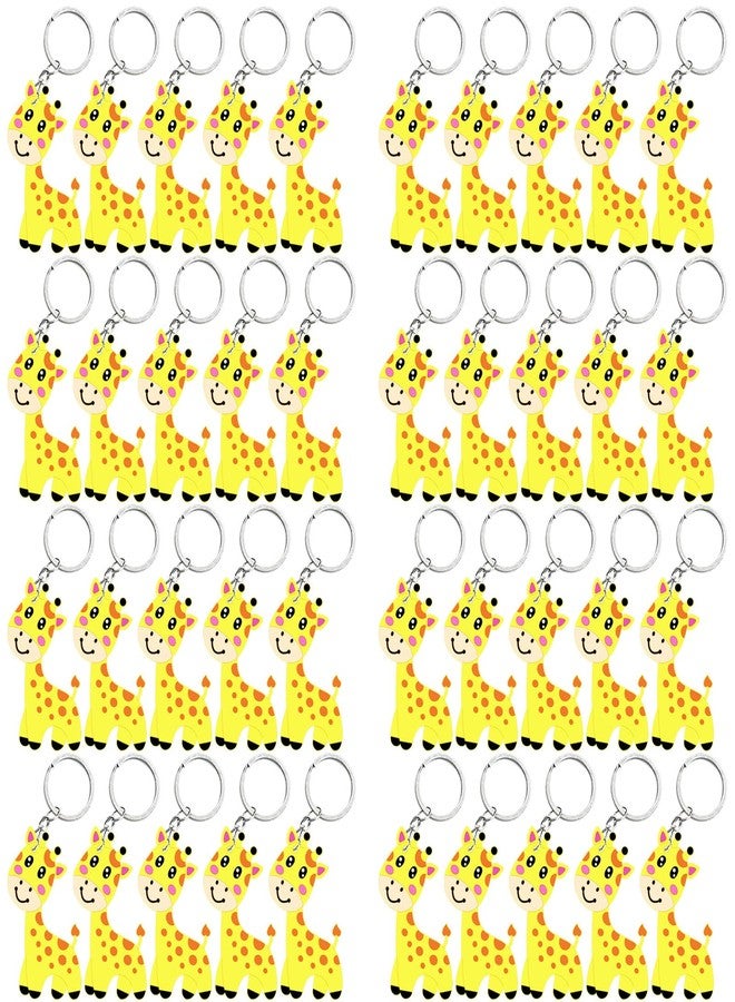 Elecrainbow 40 Pack Giraffe Keyring Pack Party Favor for Safari Party, Jungle Baby Shower, Zoo Animal Themed Kids Birthday, Wild ONE First Birthday, Gender Reveal - Image 1