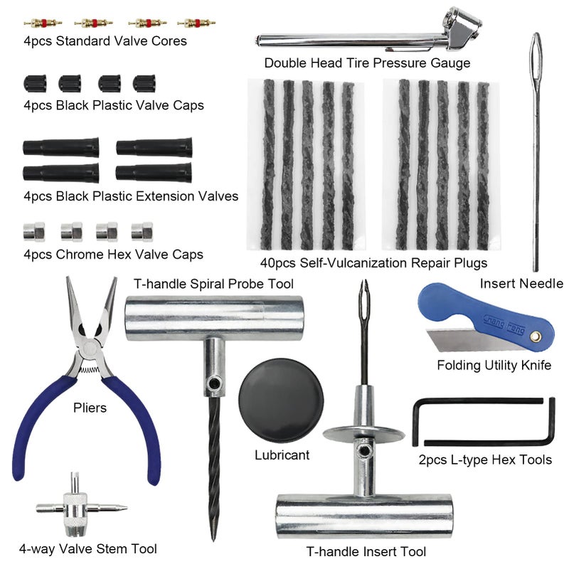 MAIKEHIGH MAIKEHIGH Tire Repair Kit, Heavy Duty Tire Plug Kit Professional Tubeless Flat Puncture Repair Tool Universal for Car, Offroad, ATV, Truck, Tractor, SUV - Image 2