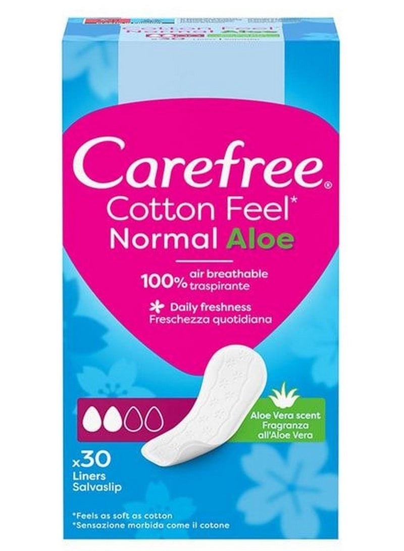 Carefree Cotton Feel Normal Liners Aloe Vera Scent 30 Pieces - Image 1