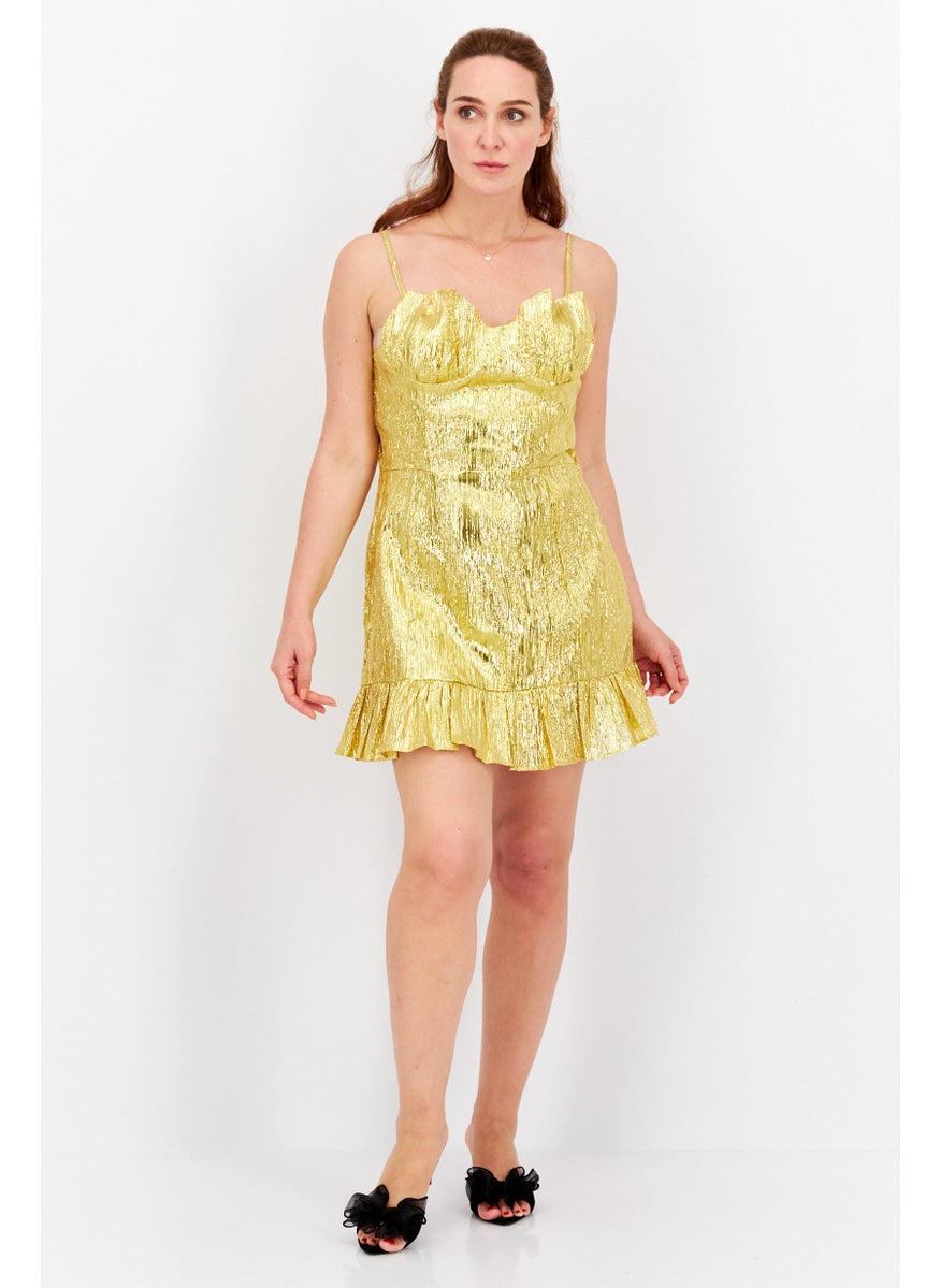 Collective The Label Women Metallic Mini Dress, Gold  - Image 3