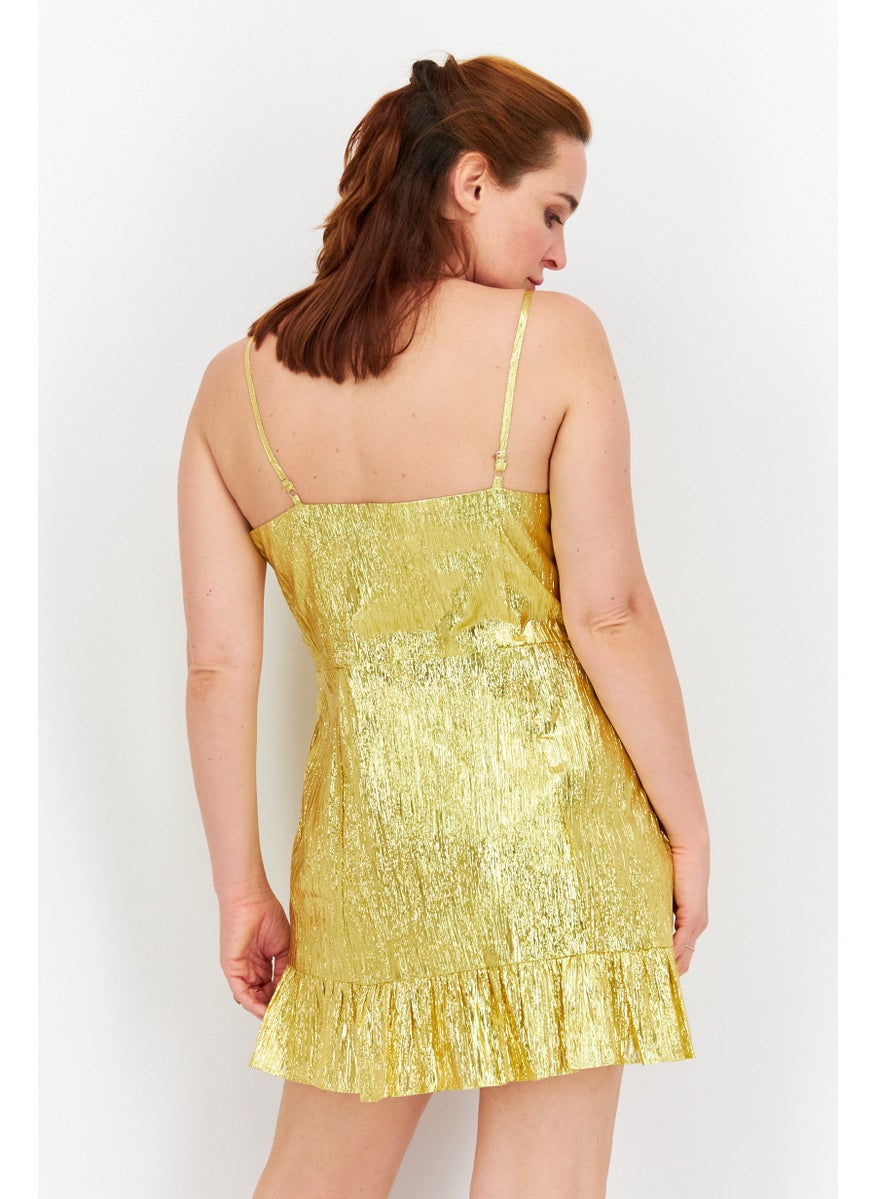 Collective The Label Women Metallic Mini Dress, Gold  - Image 2