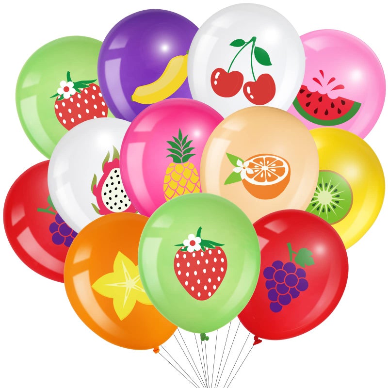 Charnoel 40 Pcs Summer Fruit Balloons Hawaiian Tutti Fruit Party Decorations Tropical Strawberry Watermelon Latex Balloons for Summer Hawaiian Luau Birthday Wedding Baby Shower Party Decor Supplies - Image 2