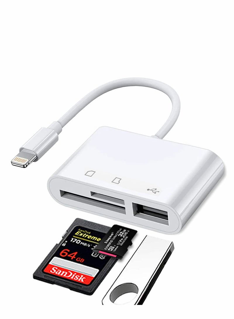 قارئ بطاقة SD متعدد الاستخدامات لجهاز iPhone و iPad وأجهزة Type-C - محول ميكرو قابل للتوصيل والتشغيل - Image 1