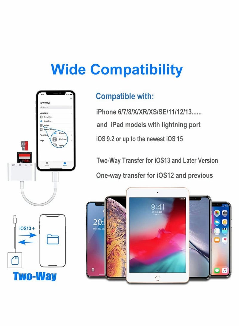 قارئ بطاقة SD متعدد الاستخدامات لجهاز iPhone و iPad وأجهزة Type-C - محول ميكرو قابل للتوصيل والتشغيل - Image 3