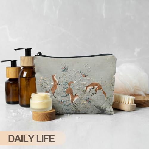 RYYCDOI Fox Gifts for Women, Fox Wildflowers Makeup Bag, Forest Fox Cottagecore Cosmetic Bags Toiletry Bag for Women, Animal Lover Gifts - Image 4