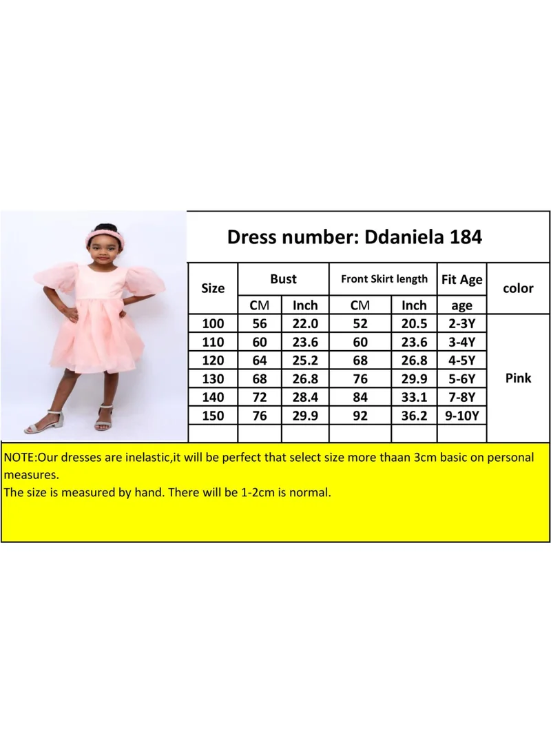D'Daniela Organza Puff Sleeve Dress