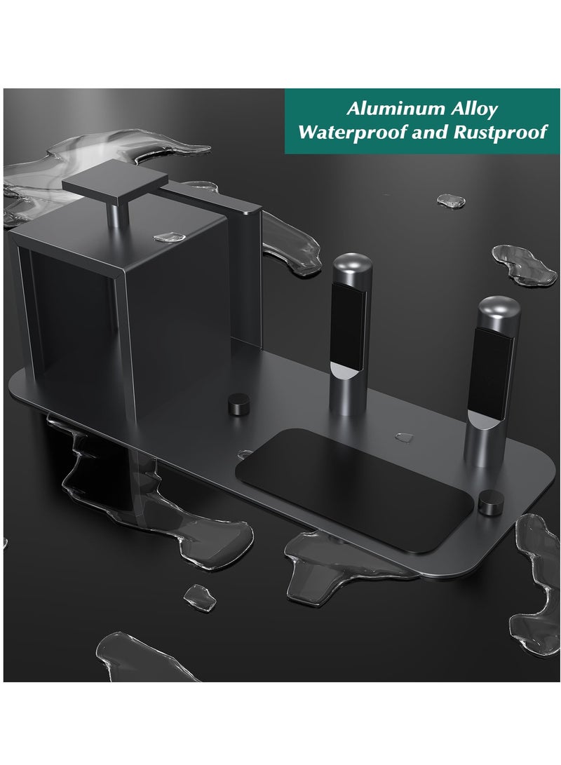 SYOSI حامل مجفف الشعر مثبت على الحائط، حامل مجفف الشعر ذاتي اللصق من سبائك الألمنيوم، حامل مجفف الشعر مثبت على الحائط بدون حفر، منظم أدوات الشعر وفرشاة الحلاقة - Image 3