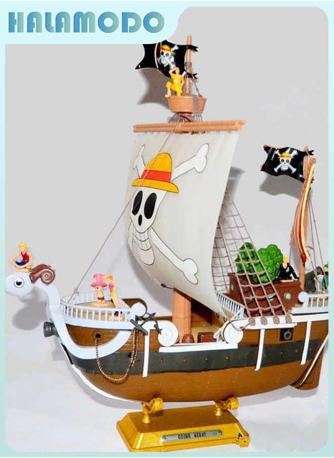 HALAMODO One Piece 29cm Going Merry Pirate Ship Figurine - Detailed Anime Replica with Sailing Charm, Perfect for Display and Gifting  - Image 1