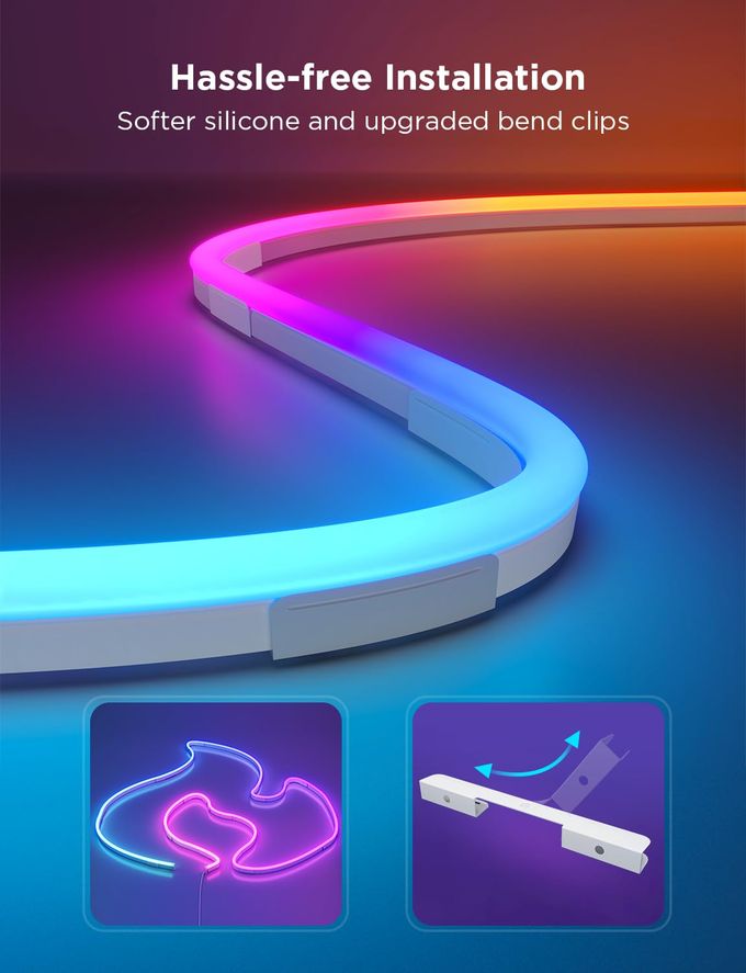 Govee RGBIC Neon Lights, LED Smart Neon Rope Light 2 Works with Matter, Alexa, Google Assistant, Custom DIY Neon Strip Lights for Bedroom and Wall Decor, Softer Material, 16.4ft, White - Image 5