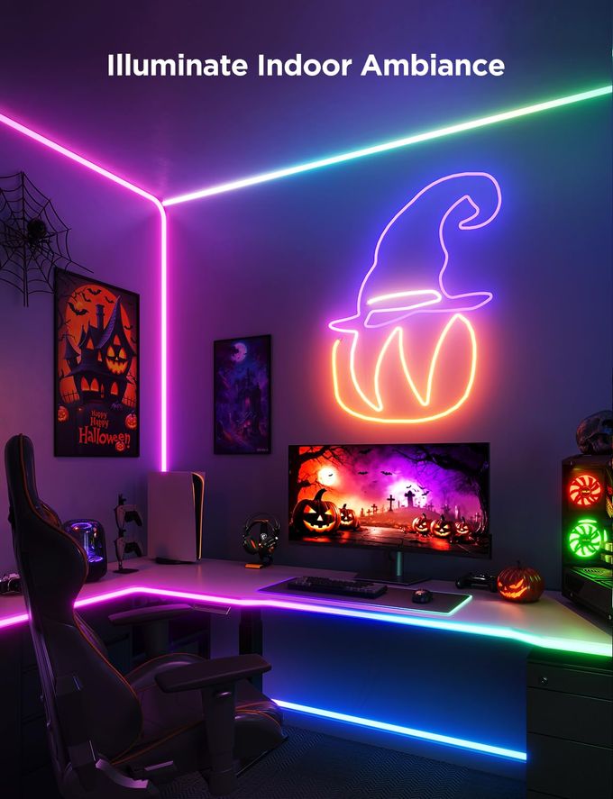 Govee RGBIC Neon Lights, LED Smart Neon Rope Light 2 Works with Matter, Alexa, Google Assistant, Custom DIY Neon Strip Lights for Bedroom and Wall Decor, Softer Material, 16.4ft, White - Image 3