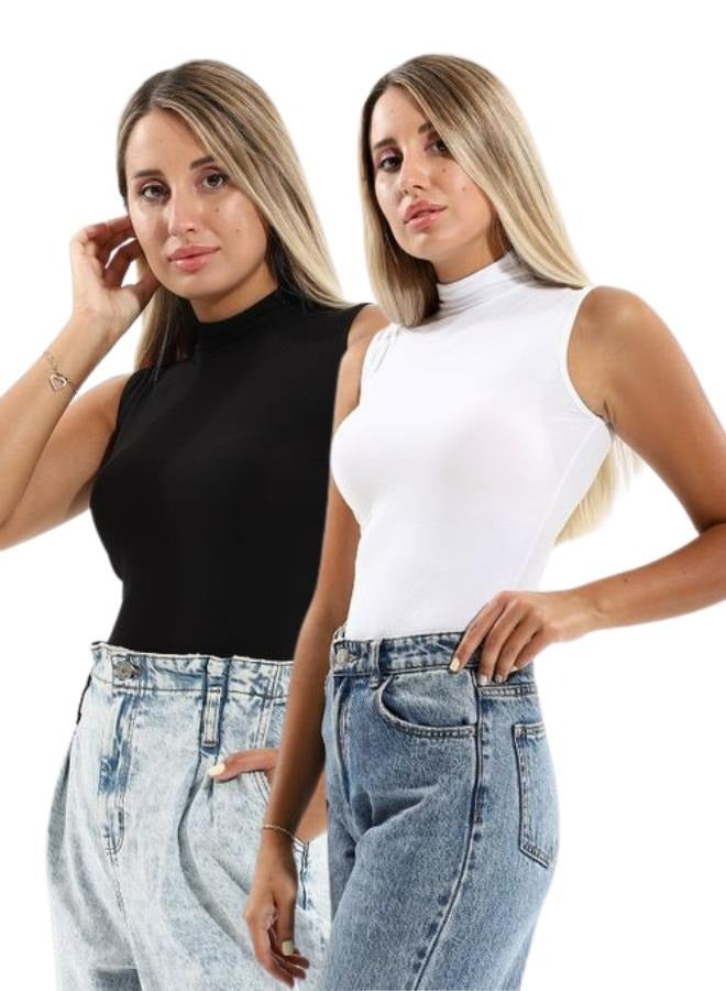 COTTONIL Pack of 2 Sleeveless High Neck Cotton Body Top  - Image 1