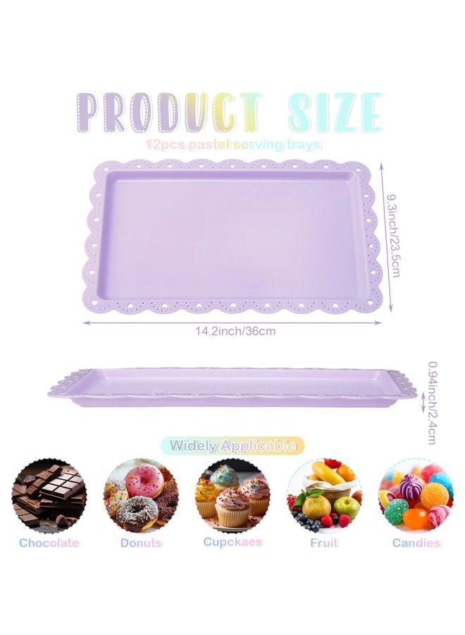 Yaomiao 12 Pcs Plastic Serving Trays Food Tray Bulk 14" x 9" Rectangle Serving Food Tray Platter for Tea Party Cafeteria Kitchen Restaurant Dessert Kitchen Coffee for Fruit Cookie Snack - Image 2