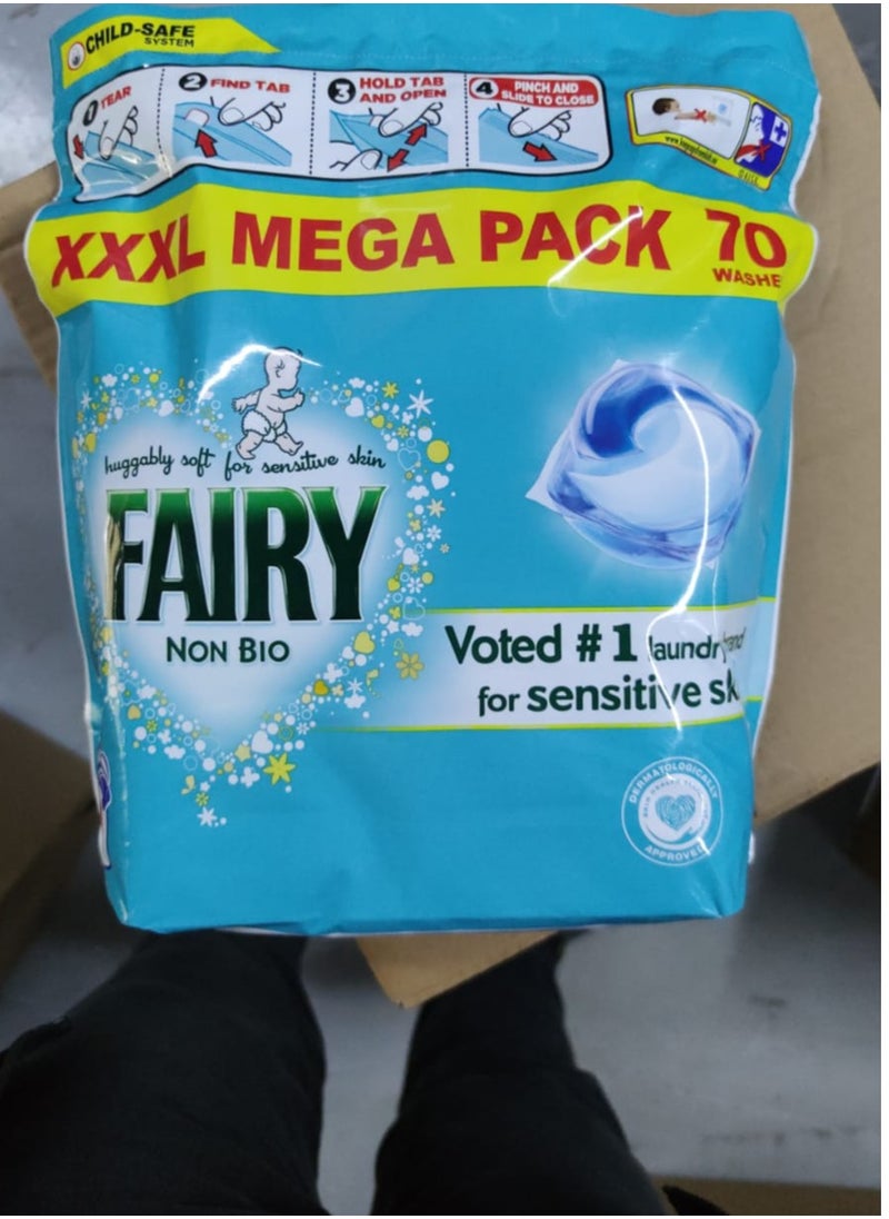 Fairy 70 Non-Bio Washing Tablets Capsules For Baby & Sensitive Skin - Laundry Detergent  - Image 4