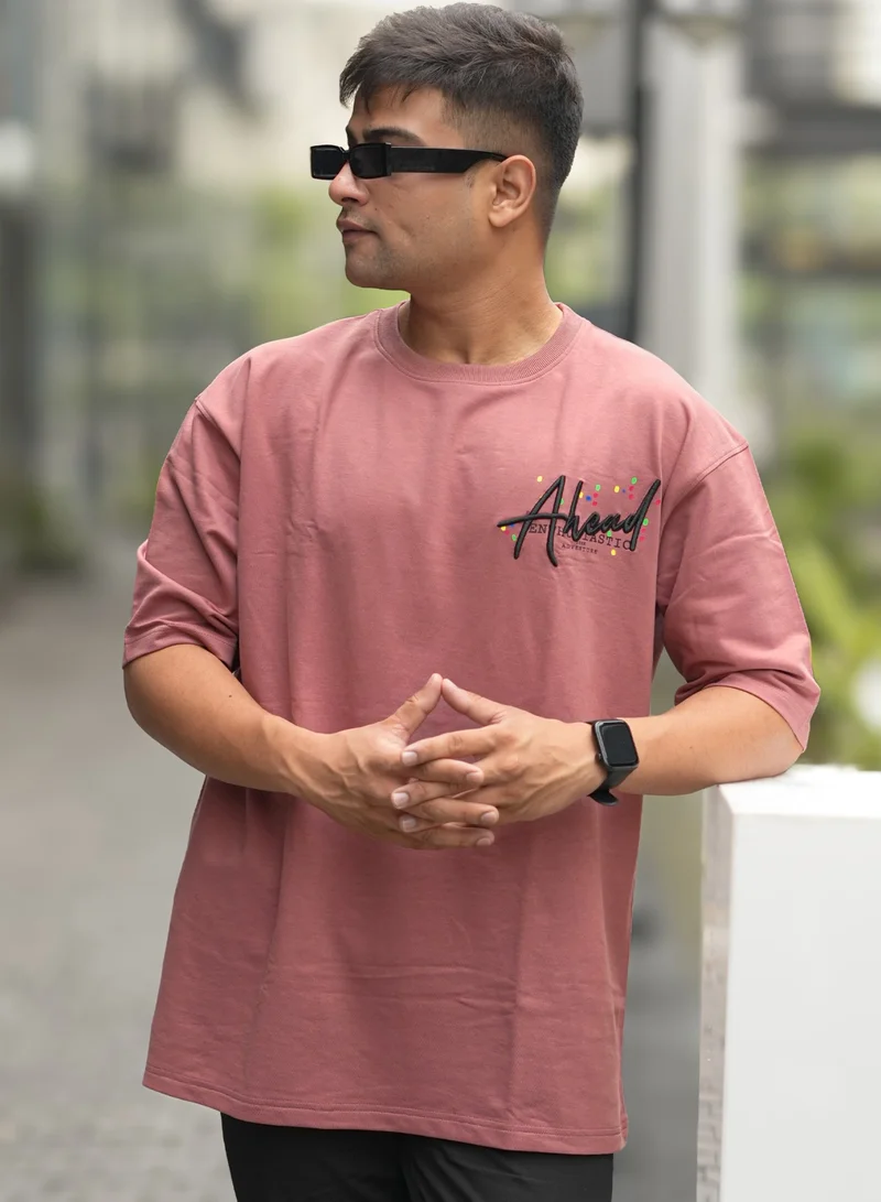 مانياك Maniac Mens Printed Round Neck 3/4th Sleeve Onion Cotton Oversized T-Shirt