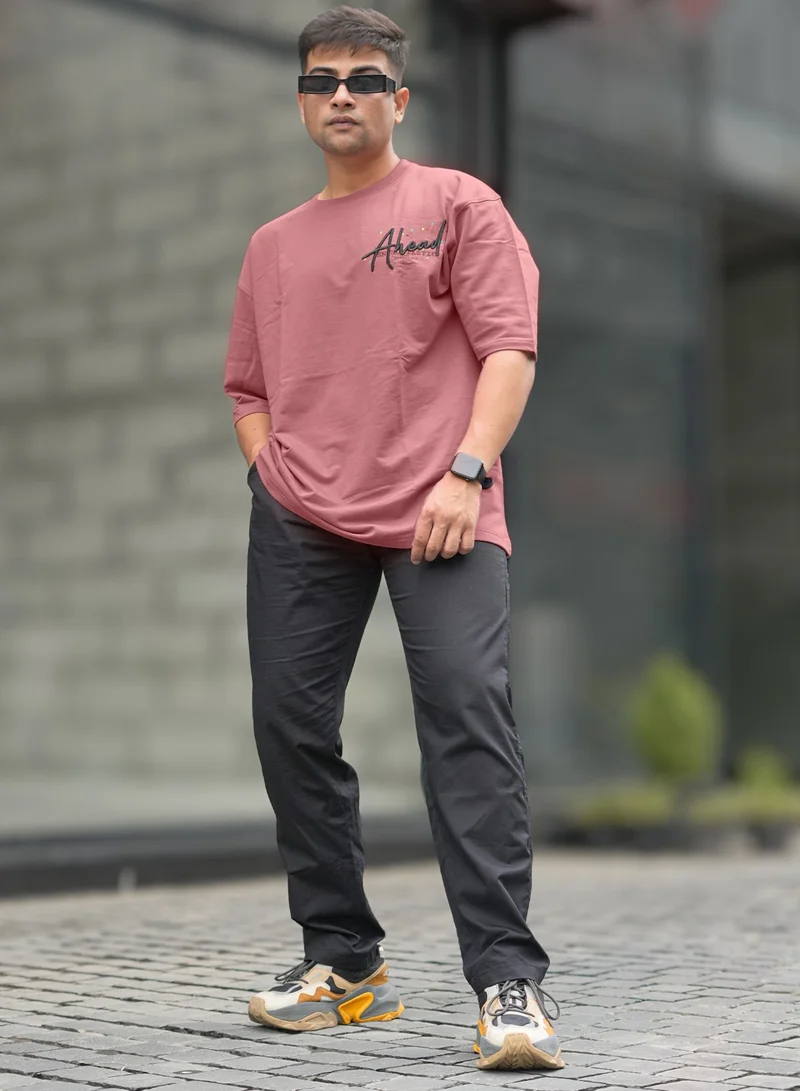 مانياك Maniac Mens Printed Round Neck 3/4th Sleeve Onion Cotton Oversized T-Shirt