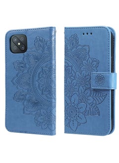 HuHa Case Cover For OPPO A92s / Reno4 Z / A72 5G / A73 5G / A53 5G 7-petal Flowers Embossing Pattern Horizontal Flip PU Leather Case with Holder & Card Slots & Wallet & Photo Frame Blue 