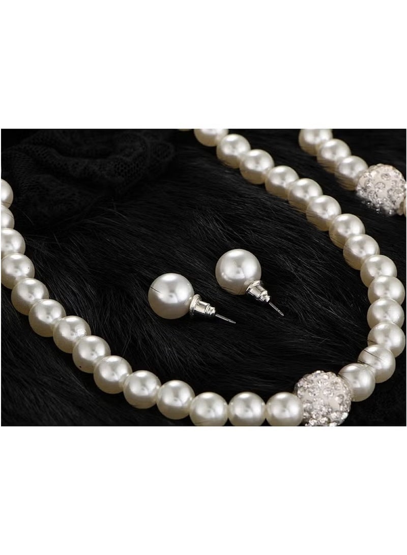 Huitich Elegant Imitation Pearl Jewelry Set – Necklace, Bracelet & Earrings  - Image 5