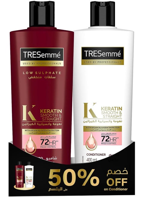 Tresemme Shampoo Keratin Smooth & Straight 400ML+Tresemme Conditioner Keratin Smooth & Straight 400Ml