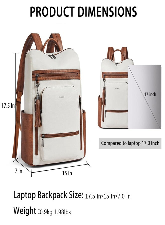 Shrrie Upgraded Large Travel Laptop Backpack with Laptop Compartmetn Fits 17 inch Laptop,Waterproof Vegan Leather Computer Backpack for Women and Men Work Business College - Image 3