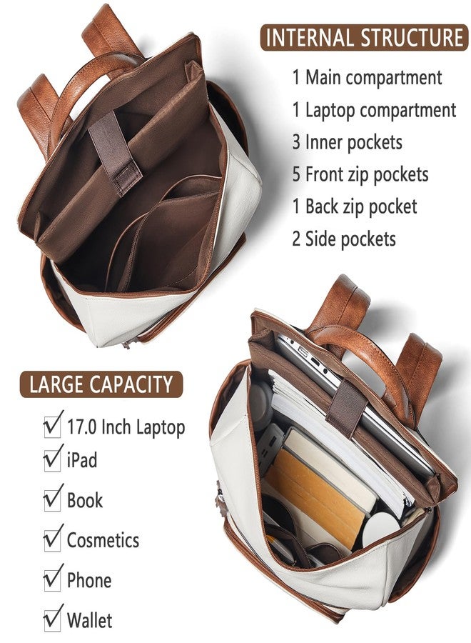 Shrrie Upgraded Large Travel Laptop Backpack with Laptop Compartmetn Fits 17 inch Laptop,Waterproof Vegan Leather Computer Backpack for Women and Men Work Business College - Image 4