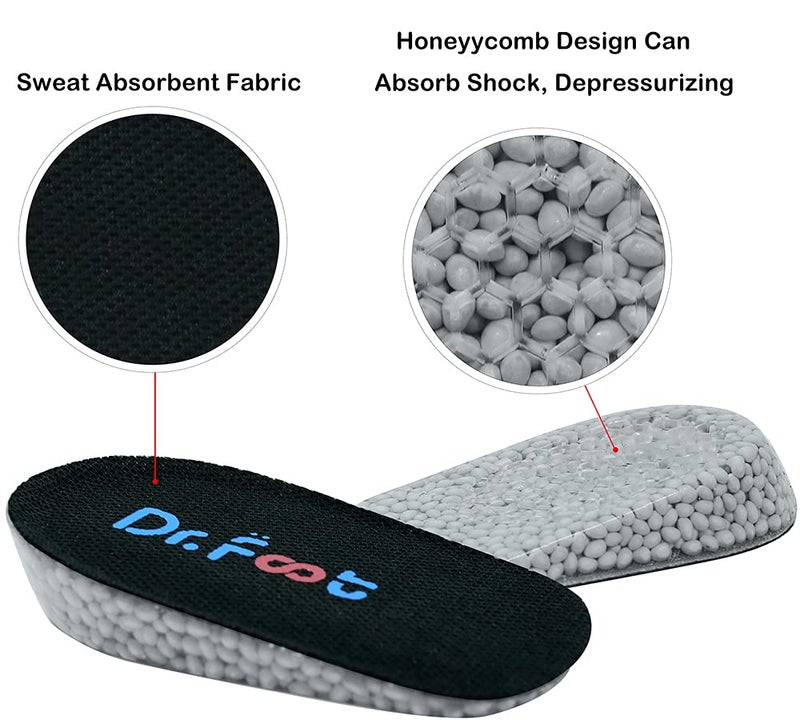 Dr.Foot Dr. Foot's Height Increase Insoles, Heel Cushion Inserts, Heel Lift Inserts for Leg Length Discrepancies (Small (1" Height) | Black) - Image 2