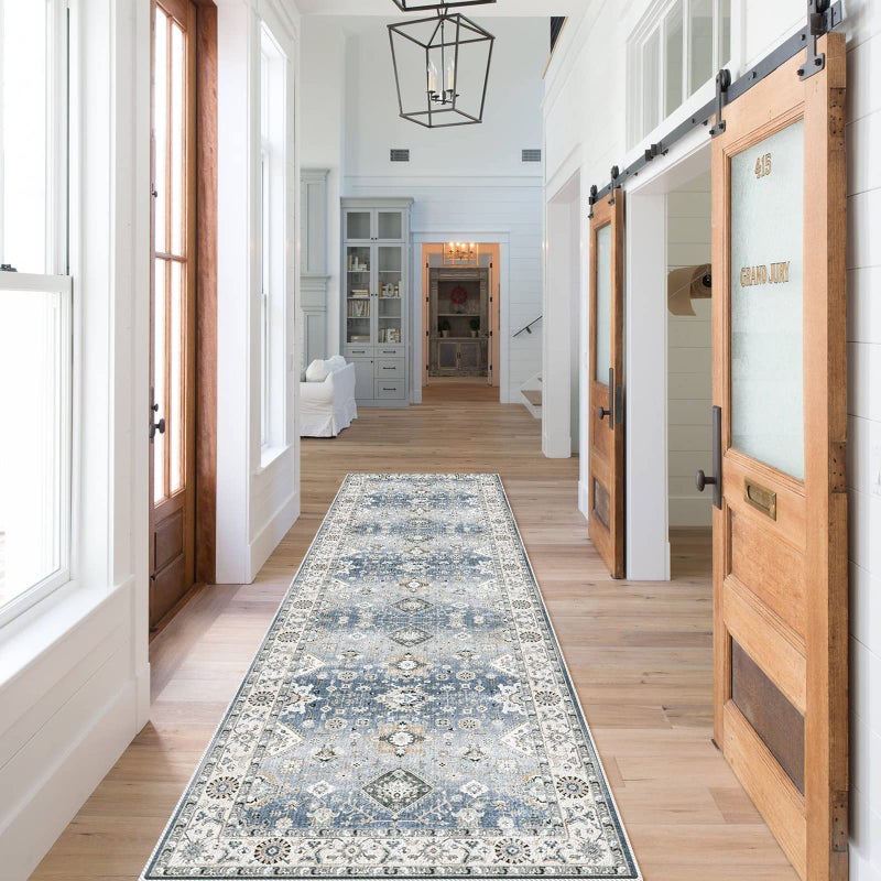 HY HAO YUN LAI HY HAO YUN LAI Non Slip Runners for HallwaysWashable Long Ultra Soft Kitchen Non Shedding Accent Farmhouse Rugs Grey 2 X 7 