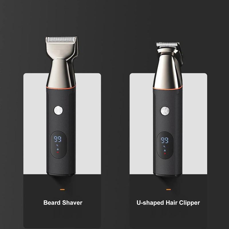 Eacam 5-IN-1 Hair Clipper Set Men's Hair Clippers Electric Body Hair Trimmer Beard Shaver Nose Trimmer Haircut Kit Washable USB Hair Clippers Kit for Men - Image 2