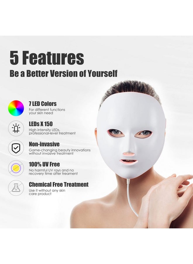 Bvcewilty Red Light Therapy For Face 7 Colors Light Therapy Facial Mask For Skin Care At Home  - Image 5