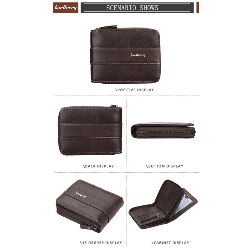 baellerry buckle multi-card driver's license change purse three-fold zipper wallet - Image 4