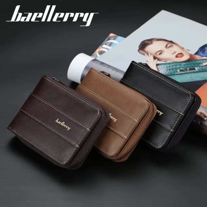 baellerry buckle multi-card driver's license change purse three-fold zipper wallet - Image 1