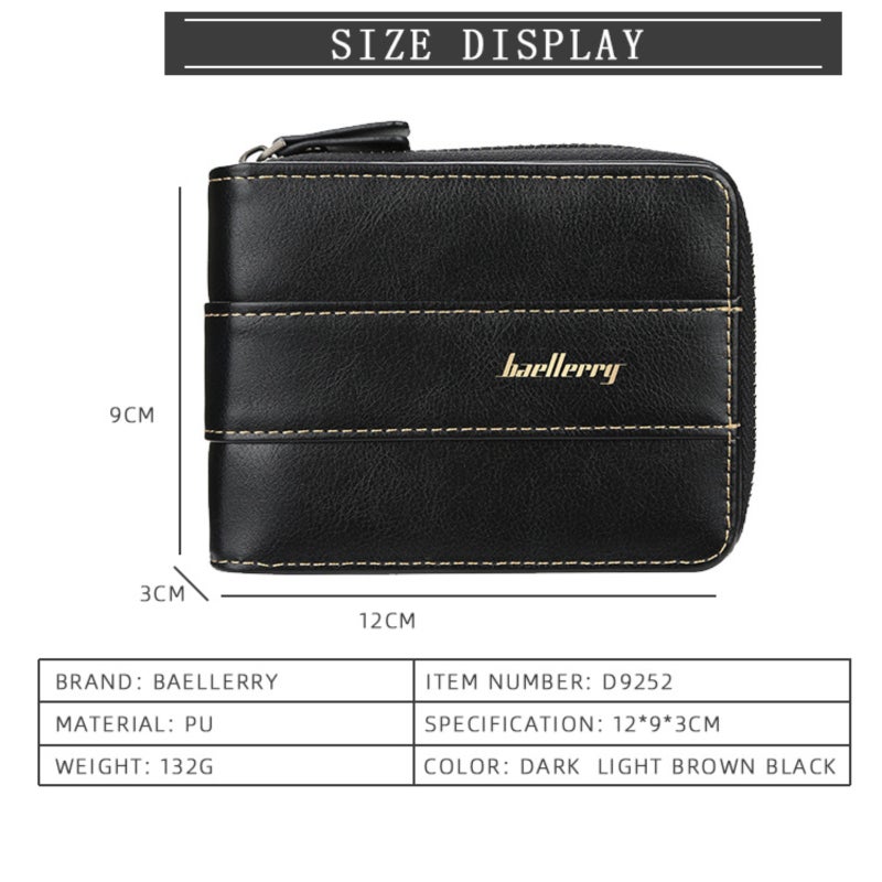 baellerry buckle multi-card driver's license change purse three-fold zipper wallet - Image 3