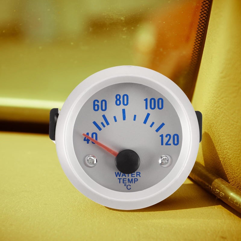 12V Car Water Temp Gauge White LED Pointer Glass Meter for Vehicles Boats - Image 4