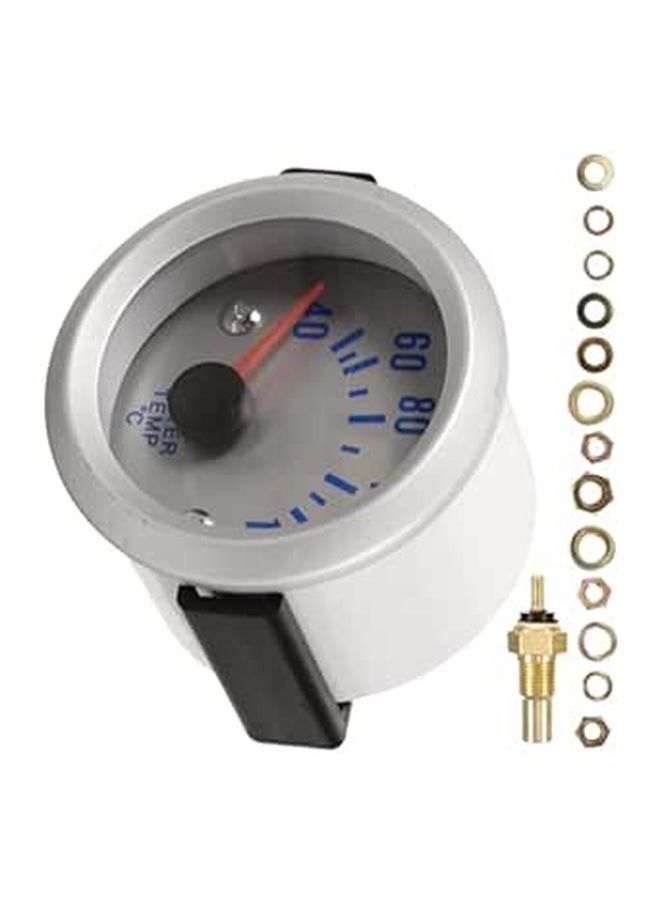 12V Car Water Temp Gauge White LED Pointer Glass Meter for Vehicles Boats - Image 1