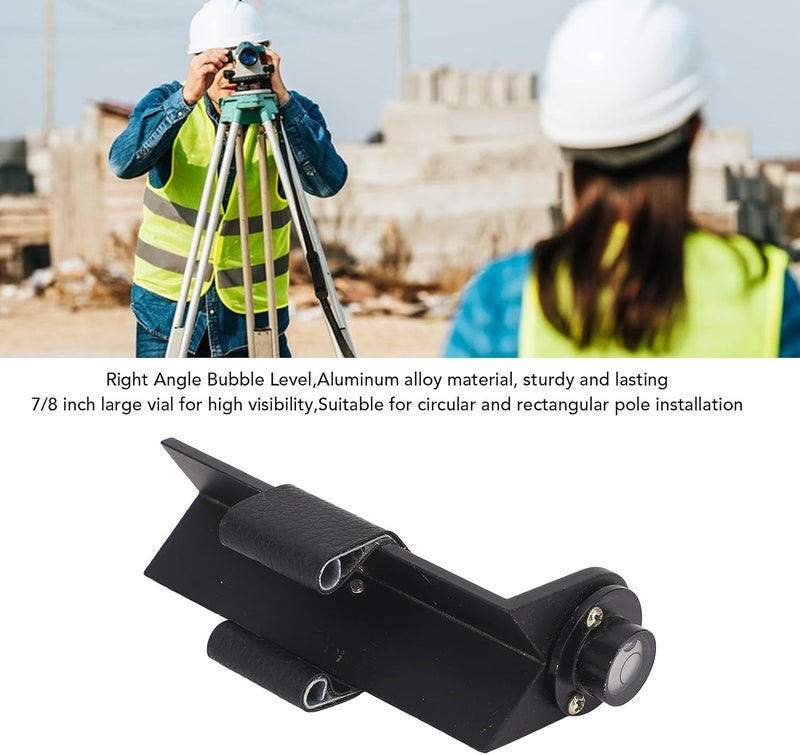 Hilitand Right Angle Bubble Level, Aluminum Alloy Construction with 7/8 Inch Leveling Vial for Round and Rectangular Poles - Image 2