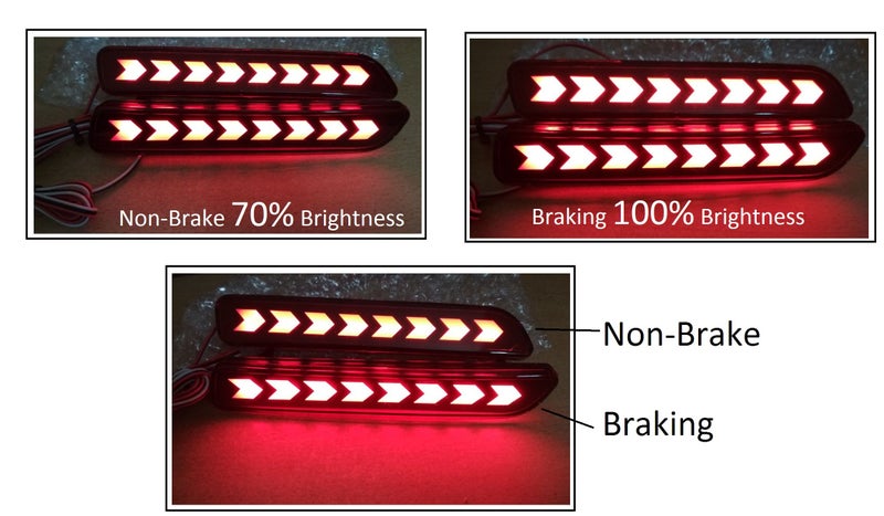 PRIKNIK Car Reflector Led Brake Light Bumper(Rear/ Back)(Arrow Design) Drl Compatible With M-aruti Compatible with S-uzuki Breeza- Set of 2 Pcs with wiring ( Compatible With M-aruti Compatible with S-uzuki B-aleno/Breeza/C-iaz/E-rtiga/New S-wift D-zire/S-C-ross/R-itz/S-X-4) - Image 2